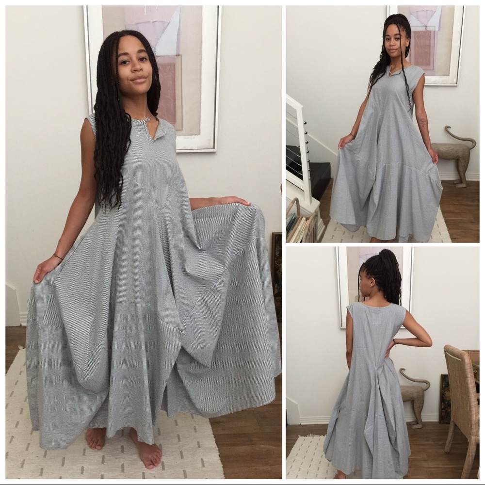 Seersucker Lagenlook Dress. Sleeveless & very full